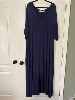 Belle by Kim Gravel Navy V-Neck Maxi Dress Size 5X